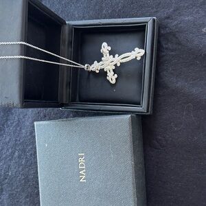 Nadri Elegant Silver Cross Pendant Necklace